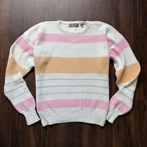 Henry Grethel Vintage Pastel Striped Cotton Oversized Sweater Women’s Small